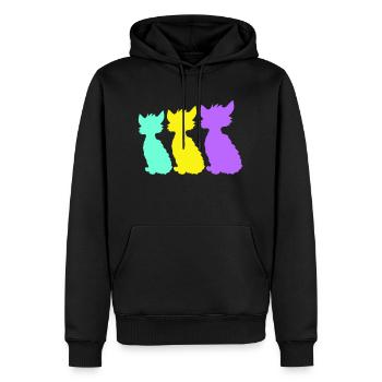 3 Sitzende Katzen Drei Bunte Freunde Silhouetten - Männer Premium Bio Hoodie - Schwarz - Vorne - Nico (187cm)