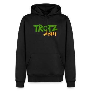 241013 TROTZ Cut 02 - Männer Premium Bio Hoodie - Schwarz - Vorne - Nico (187cm)