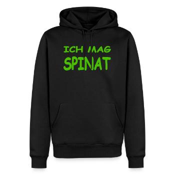 Spinat - Männer Premium Bio Hoodie - Schwarz - Vorne - Nico (187cm)