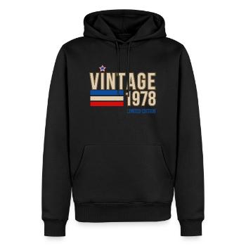 Jahrgang 1978 limitierte Auflage - Männer Premium Bio Hoodie - Schwarz - Vorne - Nico (187cm)