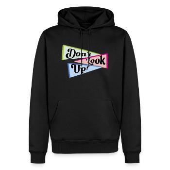 Don't look up - Männer Premium Bio Hoodie - Schwarz - Vorne - Nico (187cm)