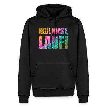 Ne pleurez pas, courez ! - Course à pied, jogging, sport, course à pied - Sweat à capuche Premium bio Homme - noir - Devant - Nico (187cm)