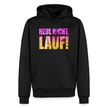 Ne pleurez pas, courez ! - Course à pied, jogging, sport, course à pied - Sweat à capuche Premium bio Homme - noir - Devant - Nico (187cm)