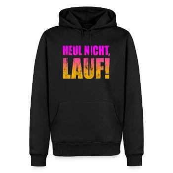 Ne pleurez pas, courez ! - Course à pied, jogging, sport, course à pied - Sweat à capuche Premium bio Homme - noir - Devant - Nico (187cm)
