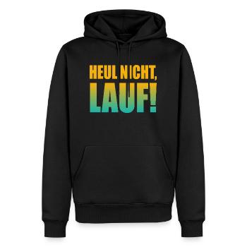 Heul nicht, Lauf! - Laufen, Joggen, Sport, Läufer - Männer Premium Bio Hoodie - Schwarz - Vorne - Nico (187cm)