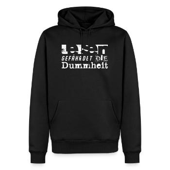 Lesen gefährdet die Dummheit – Buch Humor - Männer Premium Bio Hoodie - Schwarz - Vorne - Nico (187cm)