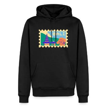Dessin animé d’INDONET à Bali - Sweat à capuche Premium bio Homme - noir - Devant - Nico (187cm)