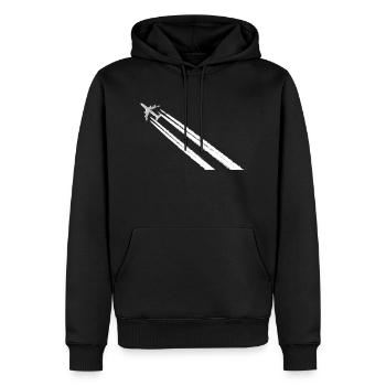 plane_w - Männer Premium Bio Hoodie - Schwarz - Vorne - Nico (187cm)