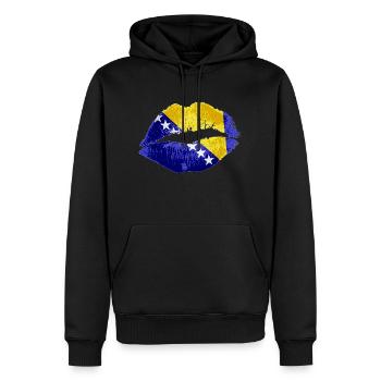 Kuss (Bosnien / Bosnia) - Männer Premium Bio Hoodie - Schwarz - Vorne - Nico (187cm)