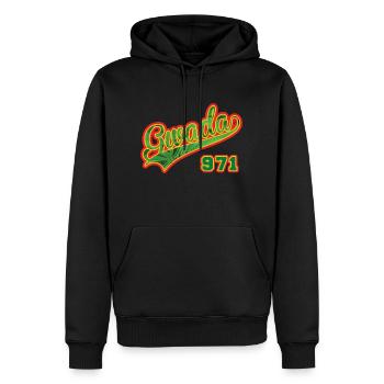 Guadeloupe Gwada 971 Cannabis - Sweat à capuche Premium bio Homme - noir - Devant - Nico (187cm)