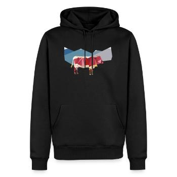 Pinzgauer ante alpes - Männer Premium Bio Hoodie - Schwarz - Vorne - Nico (187cm)