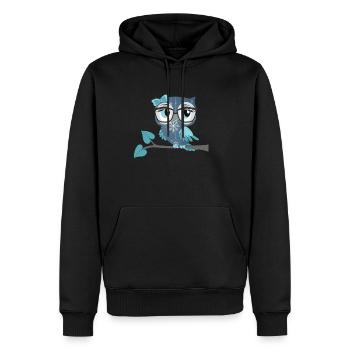 Eule_Schnee-Eule - Männer Premium Bio Hoodie - Schwarz - Vorne - Nico (187cm)