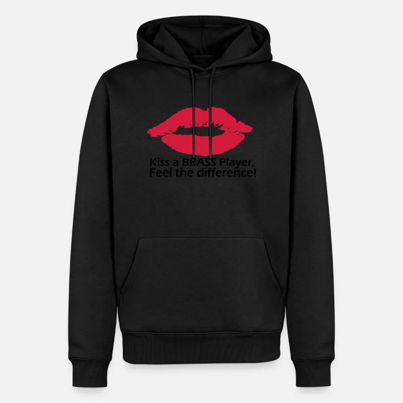 Kiss a brass player - Männer Premium Bio Hoodie - Schwarz