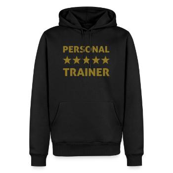personal trainer - Sweat à capuche Premium bio Homme - noir - Devant - Nico (187cm)