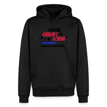 future grande soeur veuillez patienter - Sweat à capuche Premium bio Homme - noir - Devant - Nico (187cm)