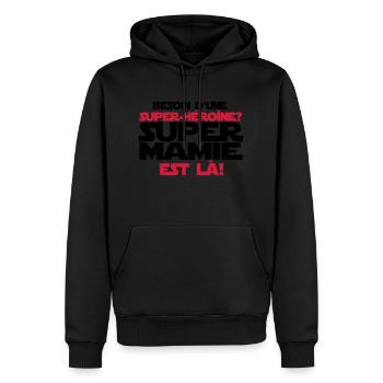 super mamie est là - Sweat à capuche Premium bio Homme - noir - Devant - Nico (187cm)