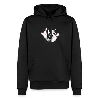 grève de bowling - Sweat à capuche Premium bio Homme - noir - Devant - Nico (187cm)
