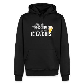 Moi la pression je la subis pas je la bois - Sweat à capuche Premium bio Homme - noir - Devant - Nico (187cm)