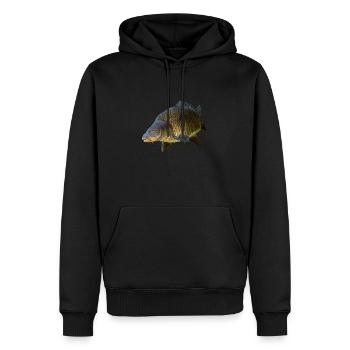 Carpe commune - Sweat à capuche Premium bio Homme - noir - Devant - Nico (187cm)