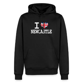 j'aime Newcastle - Sweat à capuche Premium bio Homme - noir - Devant - Nico (187cm)