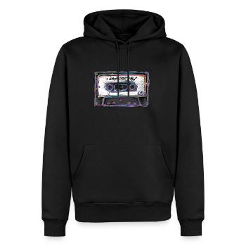 Kassette HipHop 90s - Männer Premium Bio Hoodie - Schwarz - Vorne - Nico (187cm)