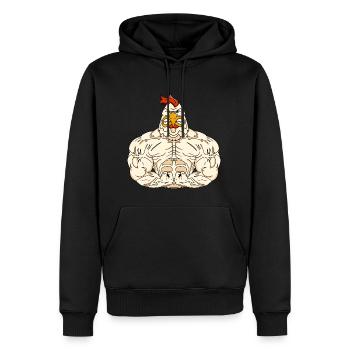 Fitness Bodybuilding Gym Culturiste Musculation - Sweat à capuche Premium bio Homme - noir - Devant - Nico (187cm)
