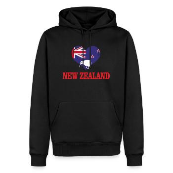 New Zealand - Männer Premium Bio Hoodie - Schwarz - Vorne - Nico (187cm)