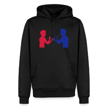 red blue 2 enemies friends team couple duel boxing ka - Men’s Premium Organic Hoodie - black - Front - Nico (187cm)