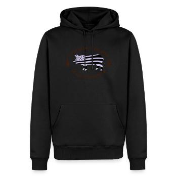BRETAGNE - GWENN HA DU - COCHON BRETON - Sweat à capuche Premium bio Homme - noir - Devant - Nico (187cm)