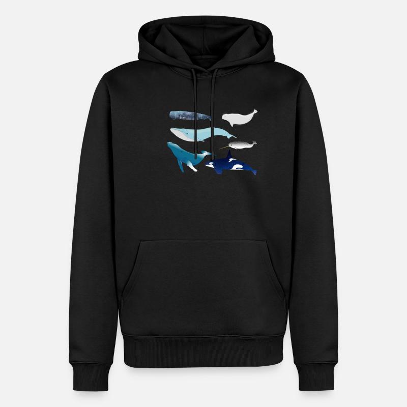 baleines - Sweat à capuche Premium bio Homme - noir