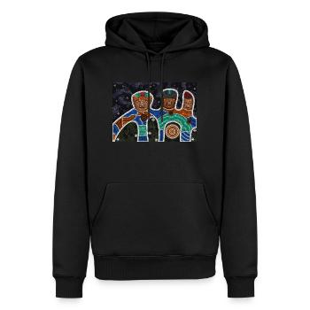 Relation amicale - Sweat à capuche Premium bio Homme - noir - Devant - Nico (187cm)