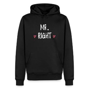 Mr. Right Hochzeit Geschenk Spruch Partnerlook - Männer Premium Bio Hoodie - Schwarz - Vorne - Nico (187cm)