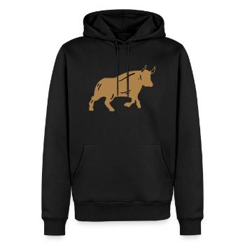 Taureau boursier - Sweat à capuche Premium bio Homme - noir - Devant - Nico (187cm)