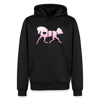 Cheval coeur cheval amoureux équitation fille cadeau - Sweat à capuche Premium bio Homme - noir - Devant - Nico (187cm)