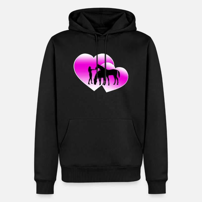 Pferde - Männer Premium Bio Hoodie - Schwarz