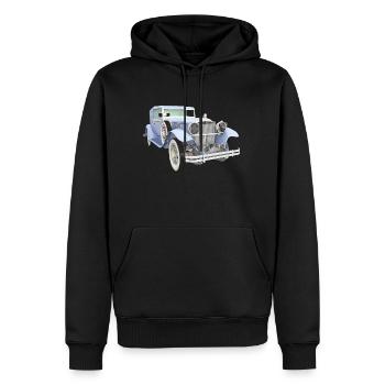 Oldtimer, Auto, KFZ - Männer Premium Bio Hoodie - Schwarz - Vorne - Nico (187cm)
