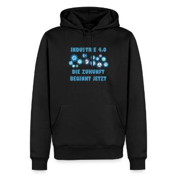 Industrie 4.0 Die Zukunft beginnt jetzt Geschenk - Männer Premium Bio Hoodie - Schwarz - Vorne - Nico (187cm)