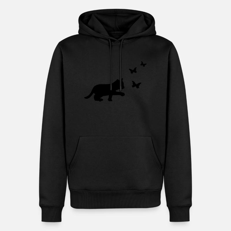 Chat Papillon - Sweat à capuche Premium bio Homme - noir