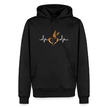 Aimer les céréales avec la fréquence cardiaque - Sweat à capuche Premium bio Homme - noir - Devant - Nico (187cm)