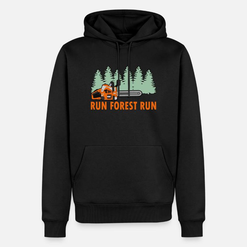 Motorsag Run Forest Run Funny Lumberjack stihl s - Premium økologisk hettegenser for menn - svart
