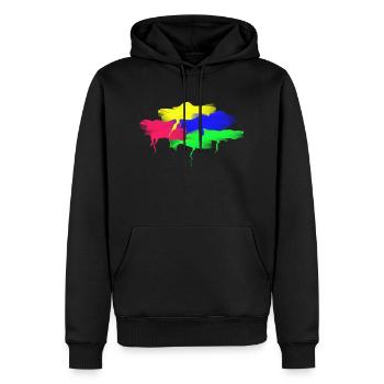 Farbe - Bunt - Leben - Spaß - Männer Premium Bio Hoodie - Schwarz - Vorne - Nico (187cm)