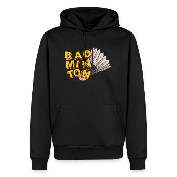 badminton and shuttlecock hand drawn style - Men’s Premium Organic Hoodie - black - Front - Nico (187cm)