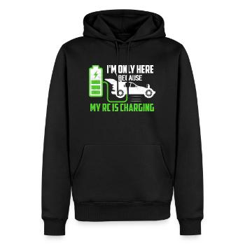I'm Only Here Because My RC Is Charging Model Car - Männer Premium Bio Hoodie - Schwarz - Vorne - Nico (187cm)