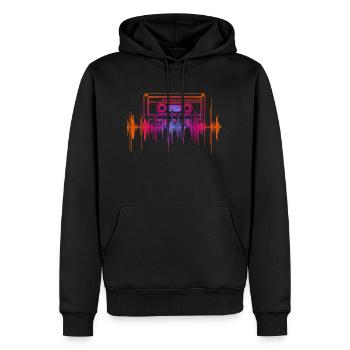 Rétro Cassette Musicien Cadeau Musique Soundwave - Sweat à capuche Premium bio Homme - noir - Devant - Nico (187cm)