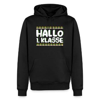 Hallo 1.Klasse Schulbeginn - Männer Premium Bio Hoodie - Schwarz - Vorne - Nico (187cm)