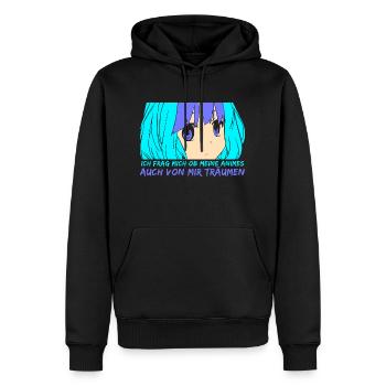 Ob meine Animes auch von mir träumen - Männer Premium Bio Hoodie - Schwarz - Vorne - Nico (187cm)