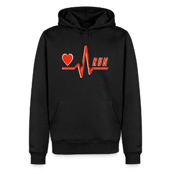 love - liebe - run - laufen - Männer Premium Bio Hoodie - Schwarz - Vorne - Nico (187cm)