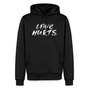 l’amour blesse l’amour police drôle dire - Sweat à capuche Premium bio Homme - noir - Devant - Nico (187cm)