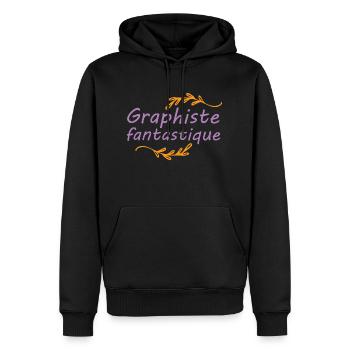 Tshirt homme Graphiste fantastique - Sweat à capuche Premium bio Homme - noir - Devant - Nico (187cm)