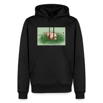 Hase und Erdbeeren - Männer Premium Bio Hoodie - Schwarz - Vorne - Nico (187cm)